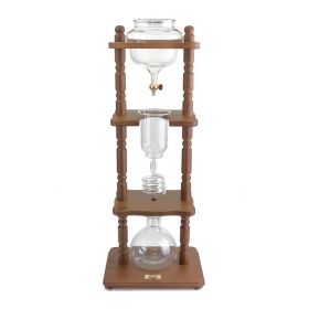 Yama 6-8 Cup Cold Drip Maker with Wooden Frame -Curved Brown Wood Frame